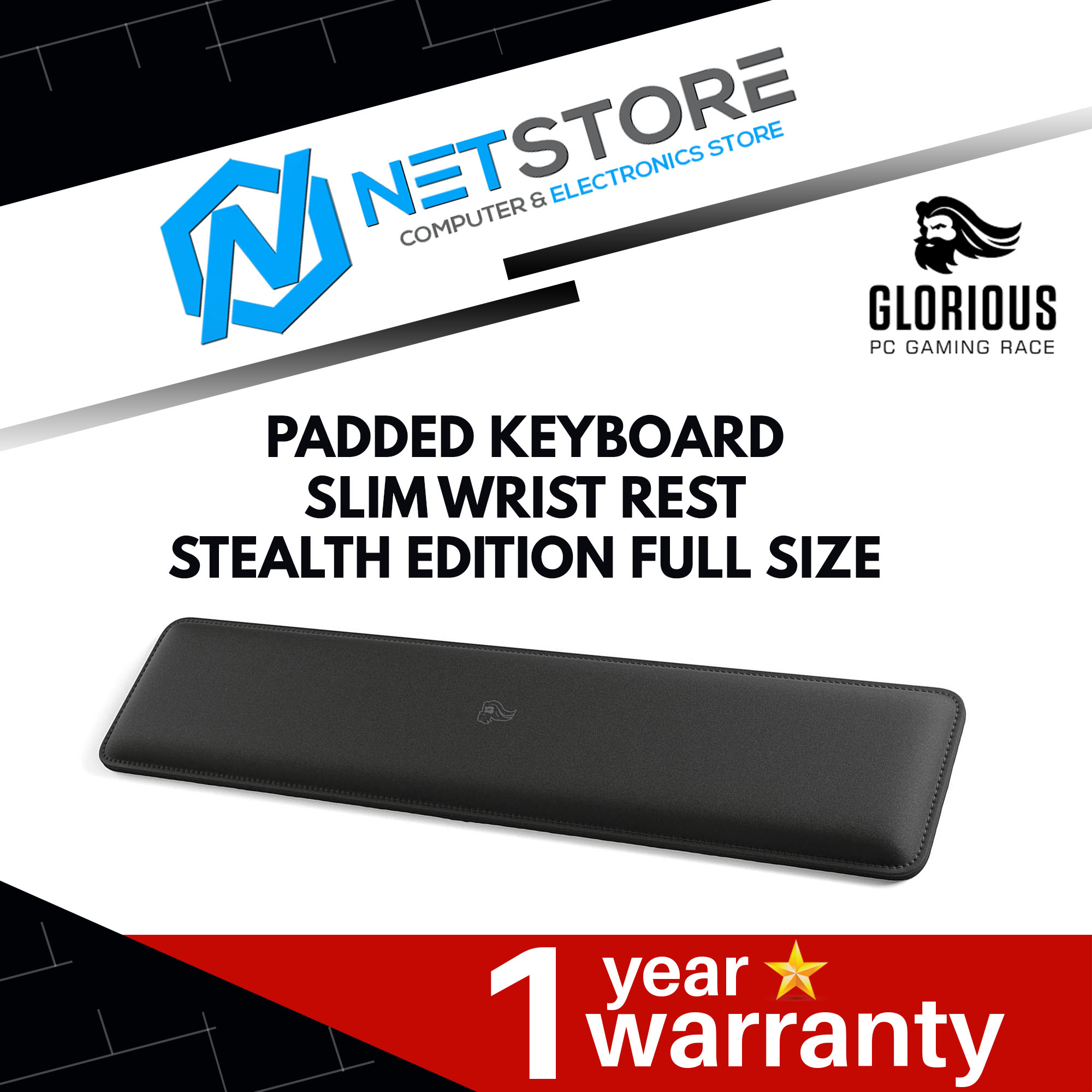 GLORIOUS PADDED KEYBOARD SLIM WRIST REST - STEALTH EDITION - FULL SIZE