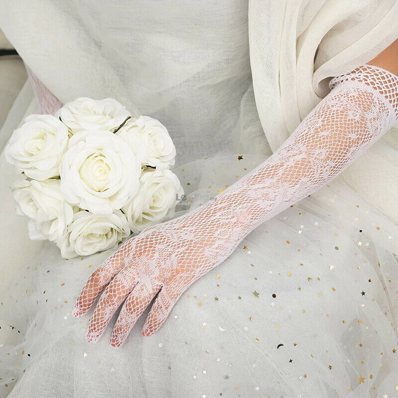 Glove Fine Lace-French Long-Wedding Bridal Burlesque Vampire Vintage