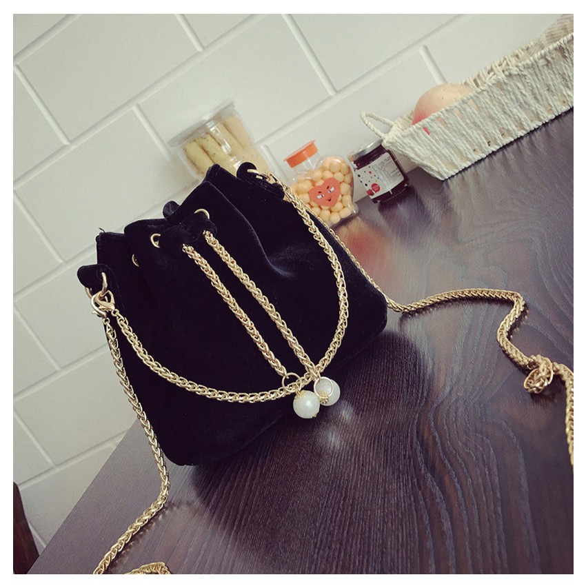 Gold Chain Sling Bag Bucket Tote Shoulder Beg Bags Handbag