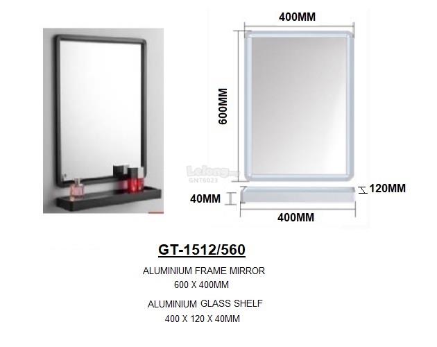 Gt 1155blk Ceramic Basin Cabinet With Frame Mirror And Glass Shelf Set