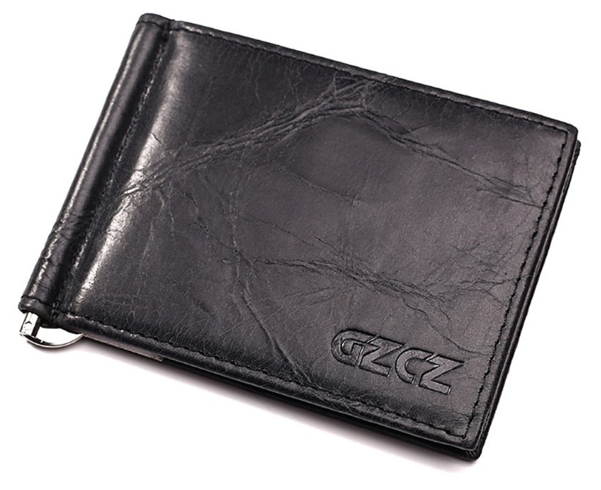GZCZ Genuine Cowhide Leather Money Clip Wallet Men Casual Italy Fashion Card H