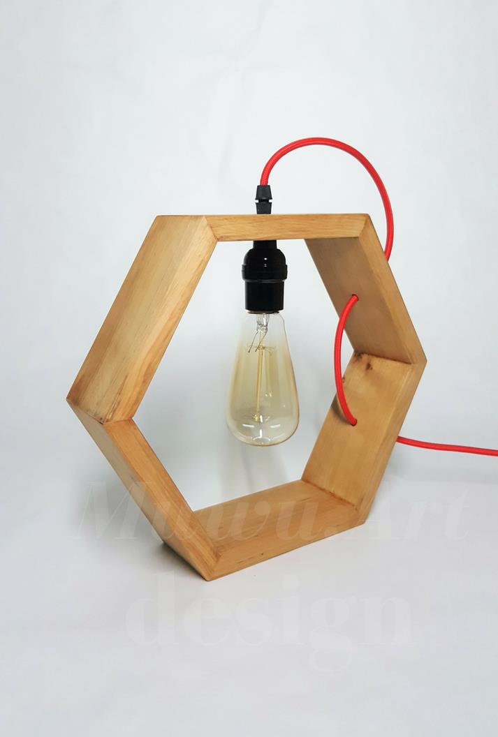 Handmade Wooden Hexagon Table Lamp End 10 31 2018 24 Pm Handmade Wooden Hexagon Table Lamp With Vintage Edison Light Bulb