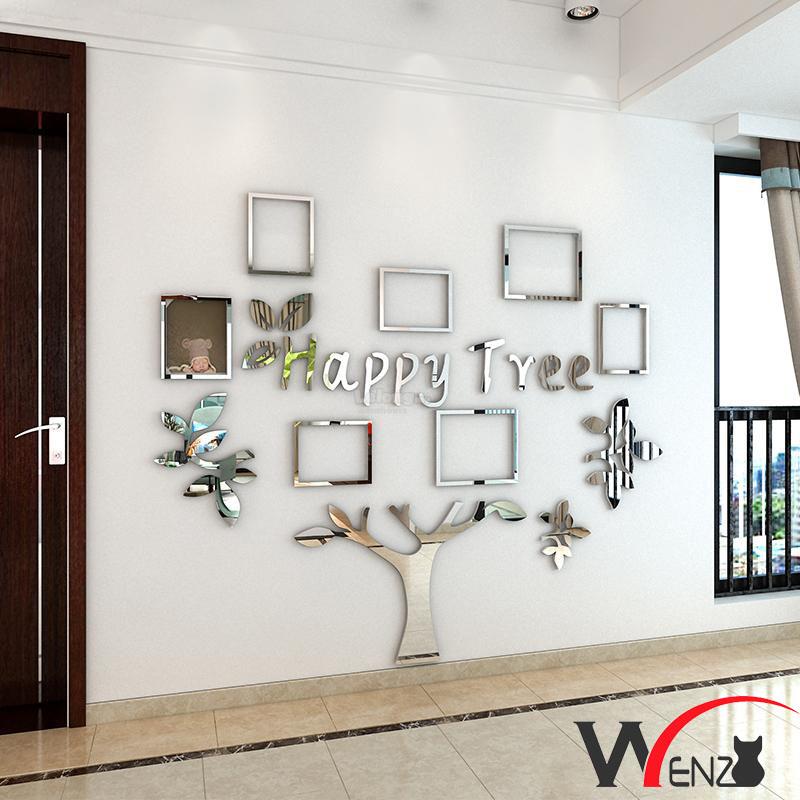 Happy Tree 3d Acrylic Mirror Diy Wall Sticker