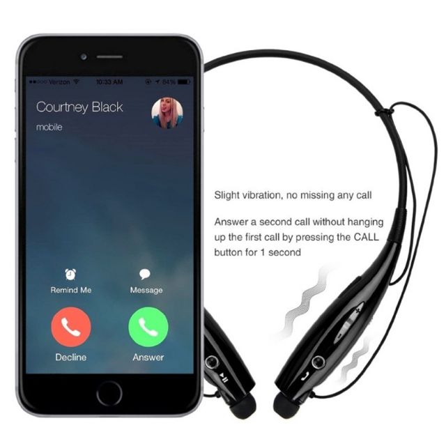 HBS-730 Wireless Vibrating Notification Bluetooth Headset Headphone Earphone G