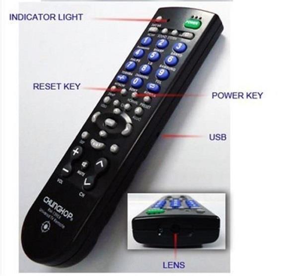 HD 1080P 30fps TV Universal Remote Control with Hidden Camera 16GB