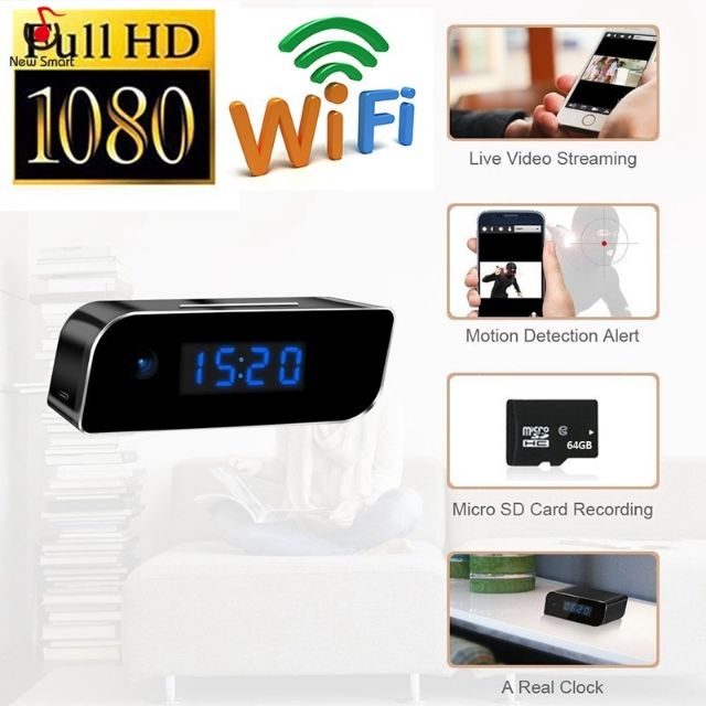HD Mirror Alarm Clock Wireless Intelligent Remote Clock Night Vision WiFi Came