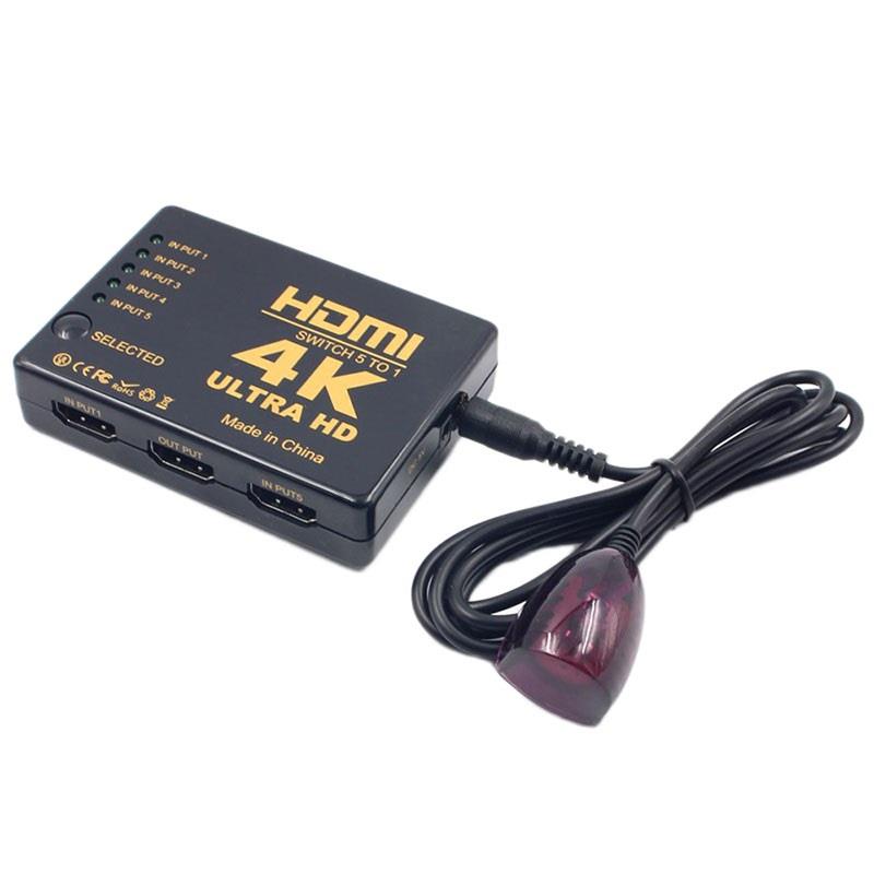 HDMI Switch 5 to 1, 4k Resolution Ultra HD with remote control, IR
