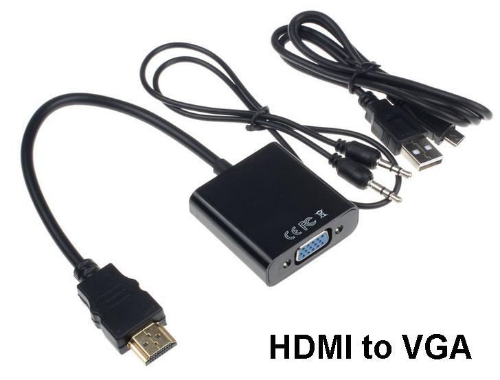 HDMI to VGA with Audio Converter Adapter Power supply Cable micro USB