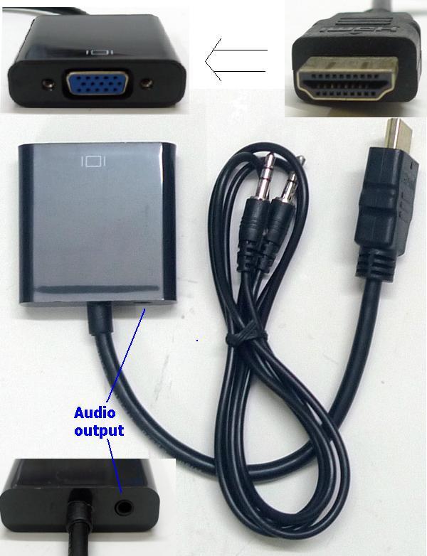 HDMI to VGA with Audio Video Converter Adapter black