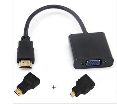 HDMI to VGA with Cable Micro Mini HDMI Male Adapter
