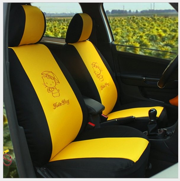 O Kitty Yellow High Quality 4 Car Seat Cover Front And Back