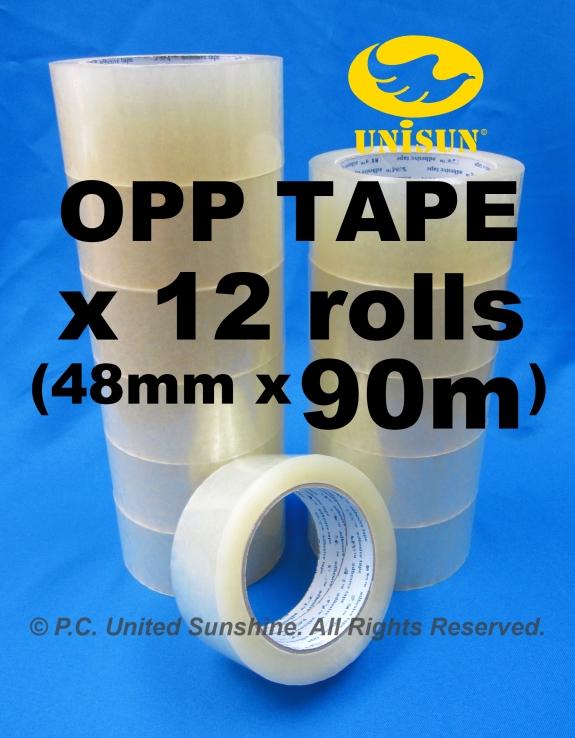 High Quality OPP TAPE 48mm x 90m L (100Y) x 12 ROLLS for Packaging