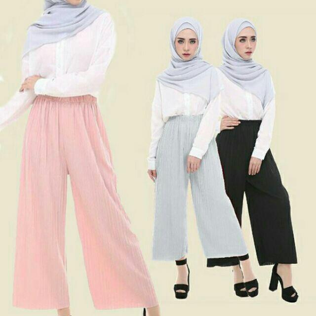  High Waist Pleated Elastic Nice Wide Leg Pants