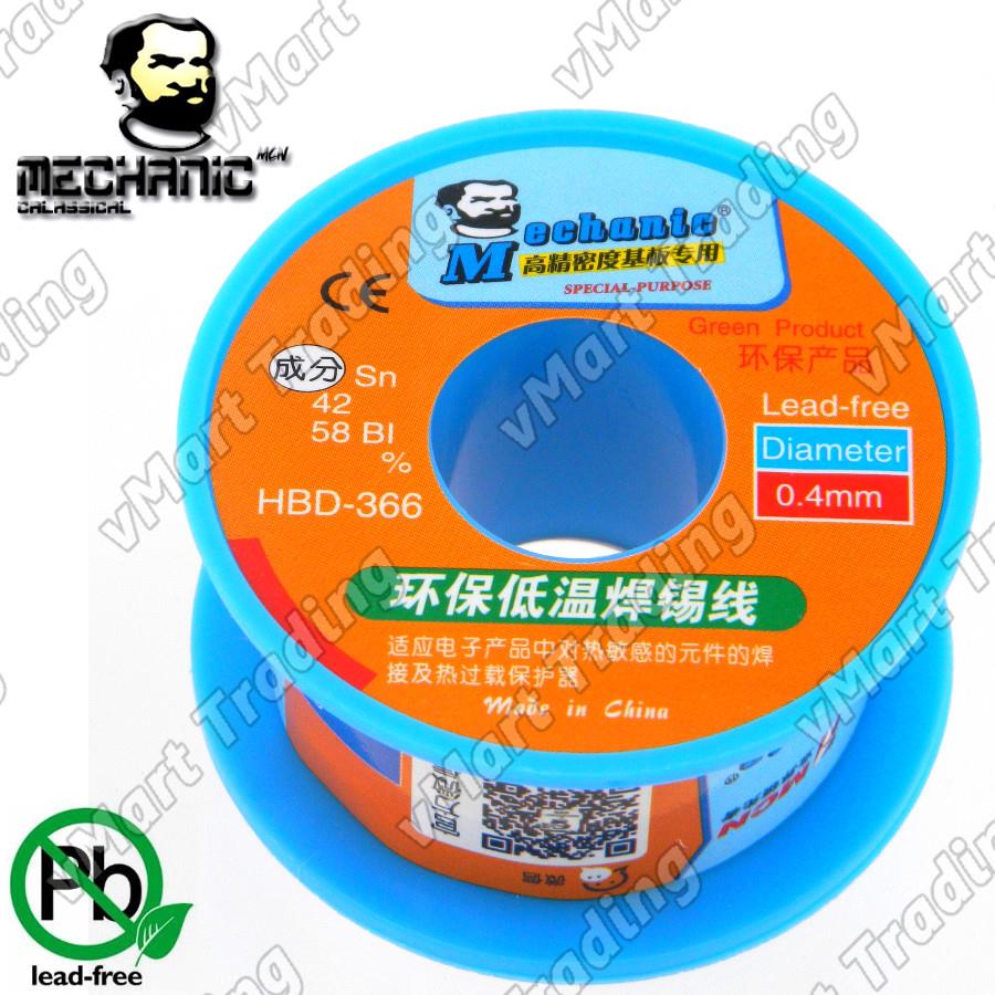 HKMC Lead-Free Sn48Bi52 Flux Core Solder Wire 0.4mm 40g