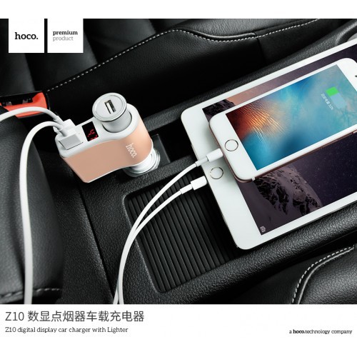 HOCO ORIGINAL Z10 Cigarette-Lighter Dual USB Car Charger with Digital Display