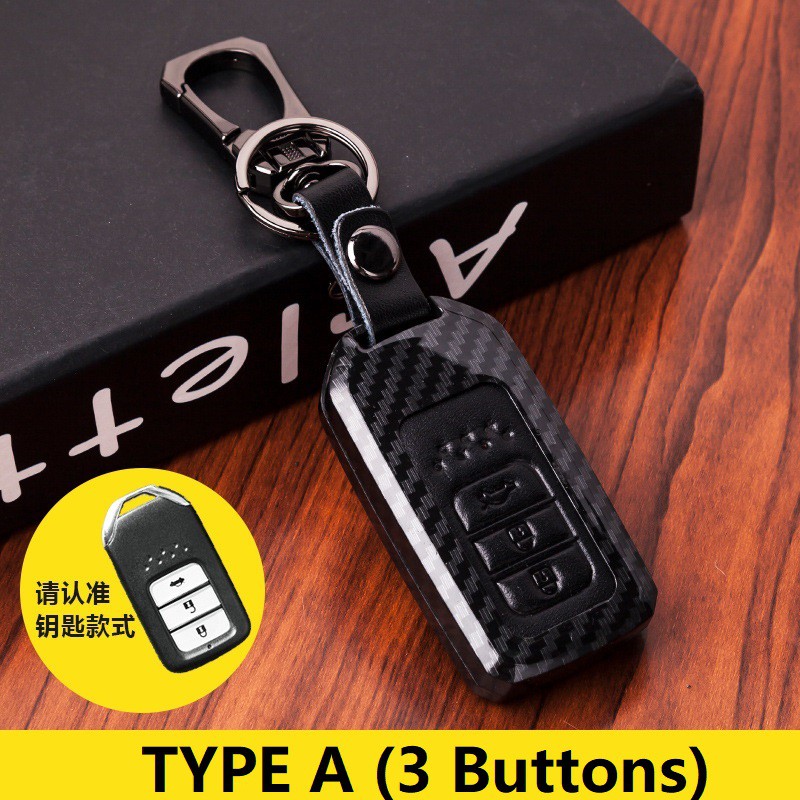 Honda Car Key Control Cover Carbon Leather City Civic Accord Jazz CRV HRV BRV