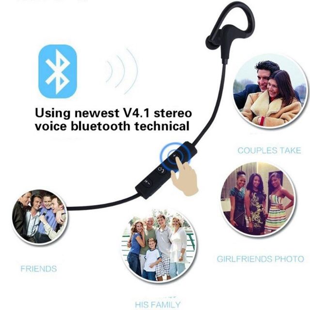 Hook Wireless Bluetooth 4.1 Earphone Stereo Earbud Earphone HQ Audio for iPhon