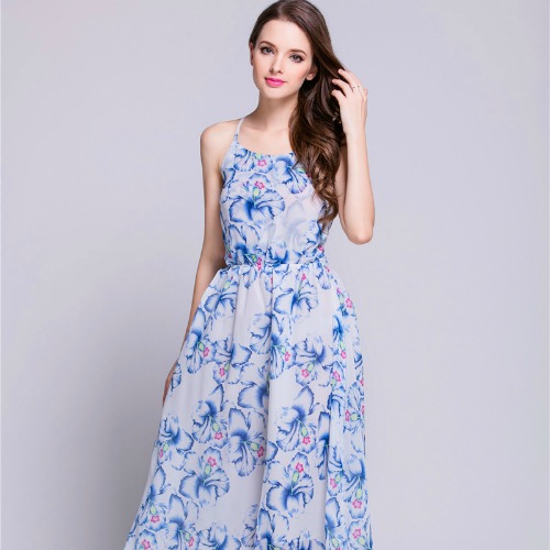 Blue Chiffon Maxi Dress