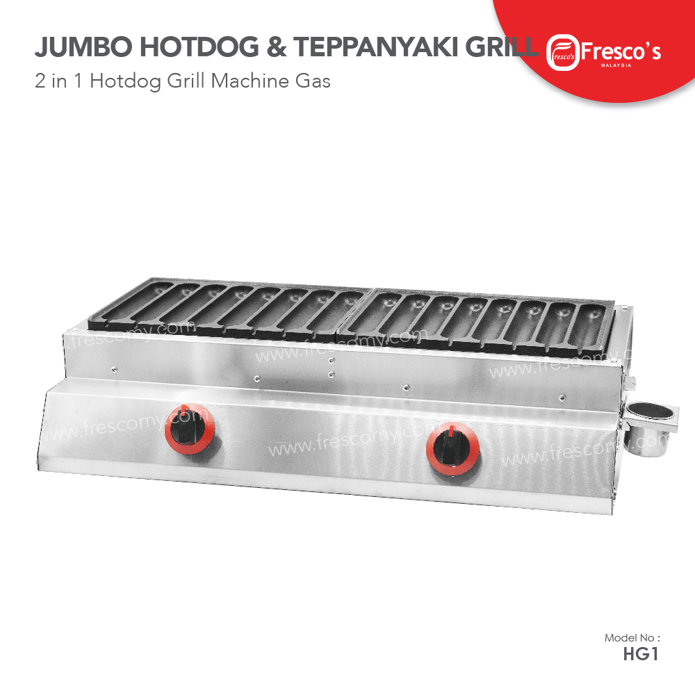 Hotdog Grill Machine Gas | Hotdog Grill with Teppanyaki Gas 2 in 1