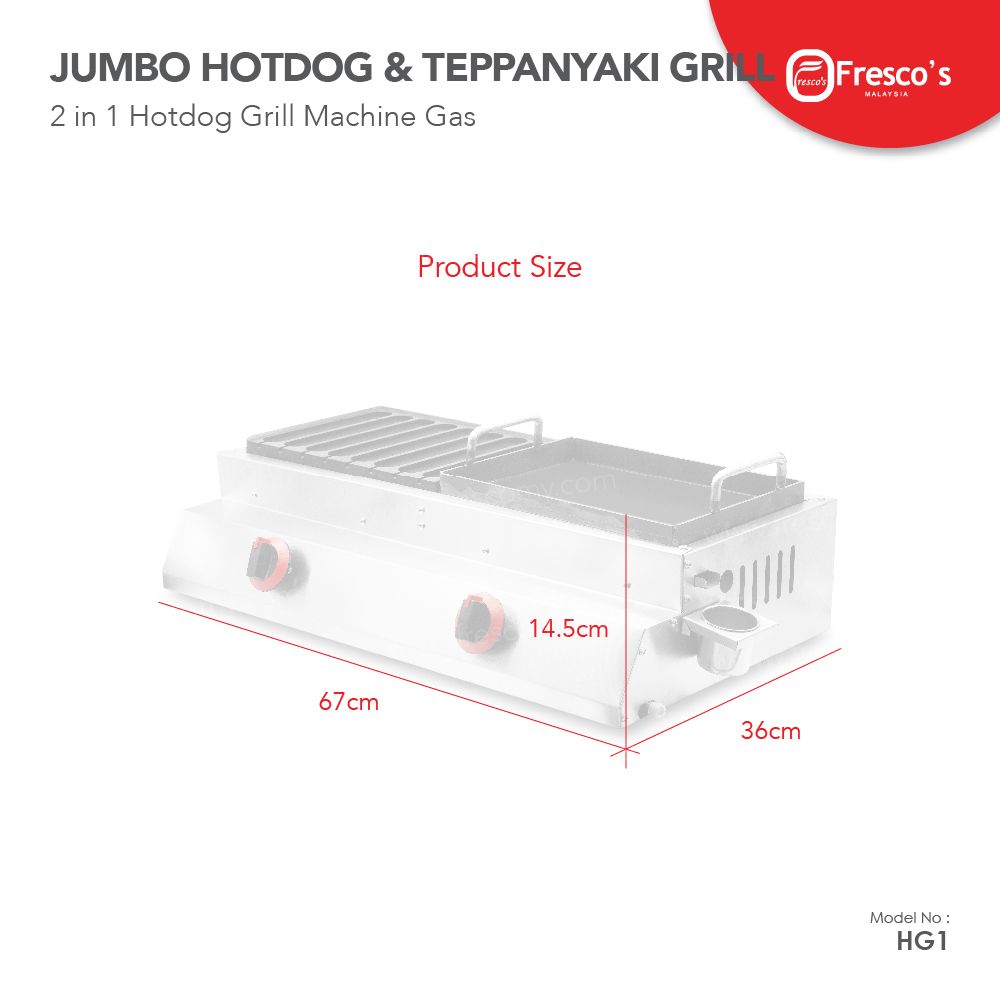 Hotdog Grill Machine Gas | Hotdog Grill with Teppanyaki Gas 2 in 1
