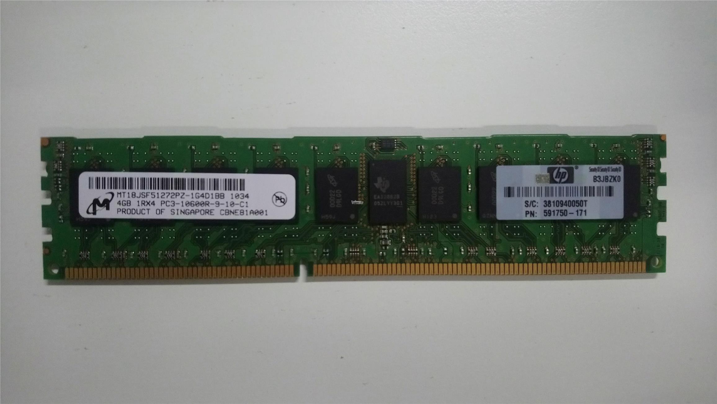 HP 4GB DDR-3 PC3-10600 ECC Reg (591750-171)