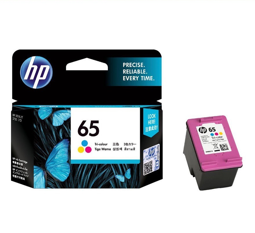 HP 65 Tri-Color Original Ink Cartridge (N9K01AA) For HP Deskjet 2622 Printer