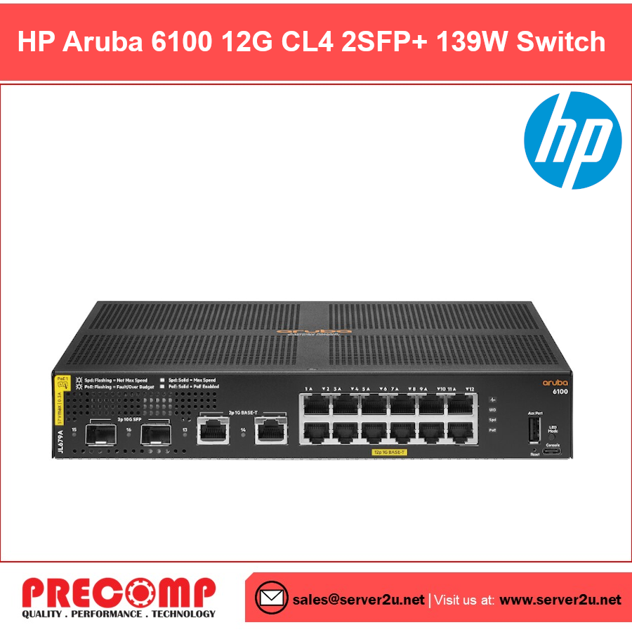 HP Aruba 6100 12G CL4 2SFP+ 139W Switch (JL679A)