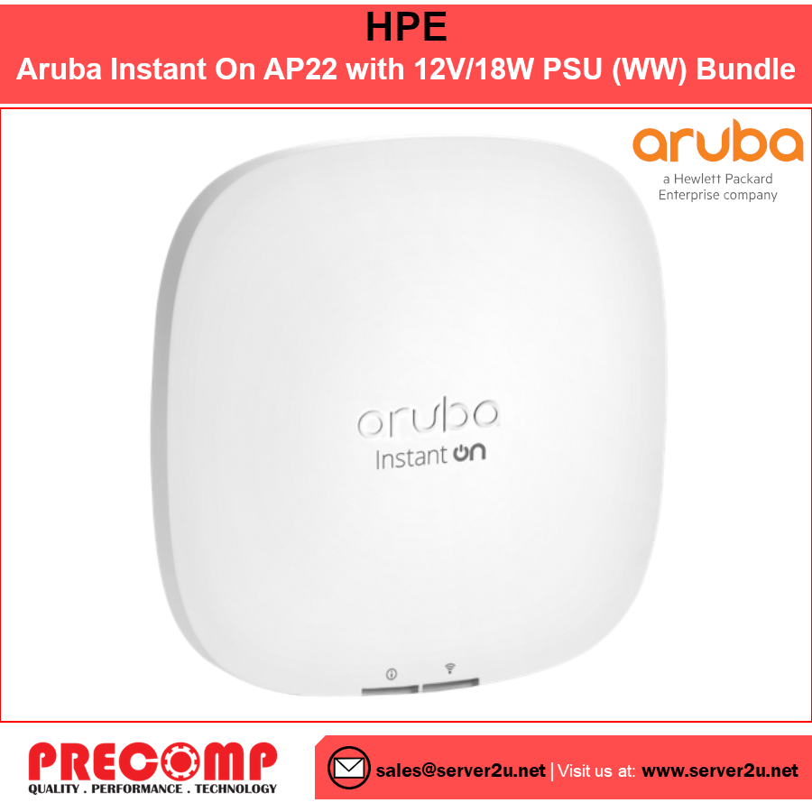 HP Aruba Instant On AP22 with 12V/18W PSU (WW) Bundle (R6M51A)
