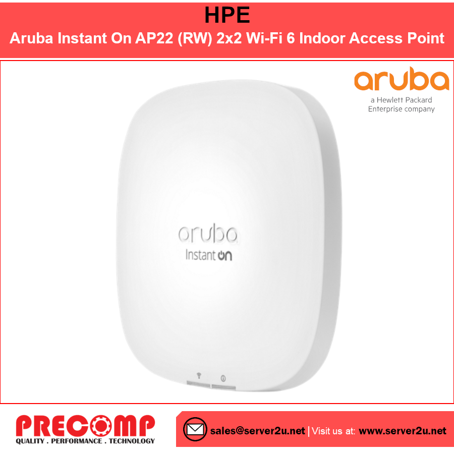 HP Aruba Instant On AP22 (RW) 2x2 Wi-Fi 6 Indoor Access Point (R4W02A)
