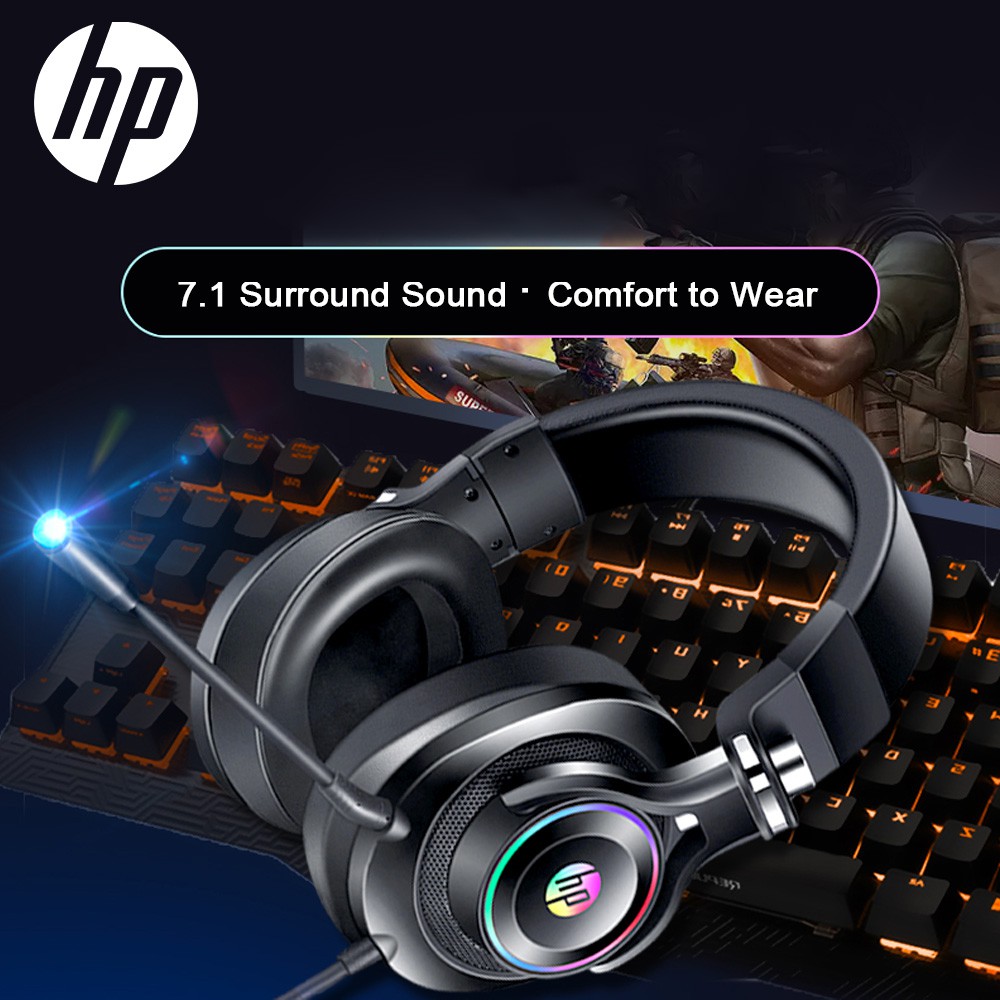 HP H500GS (GOLD) 7.1 USB GAMING HEADSET WITH MIC STEREO GAMER HEADPHONE RGB LI