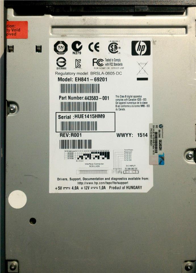 HP StorageWorks EH841-69201 Ultrium920 EH847A LTO3 SCSI Tape Drive