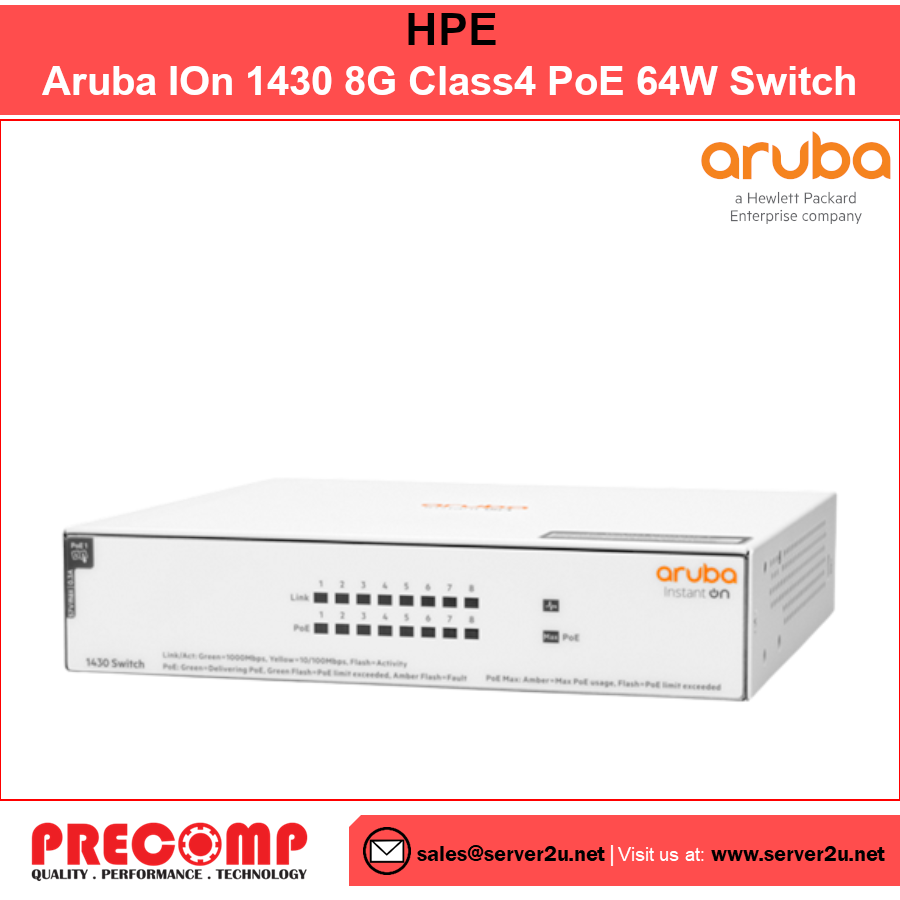 HPE Aruba Instant On 1430 8G Class4 PoE 64W Switch (R8R46A)