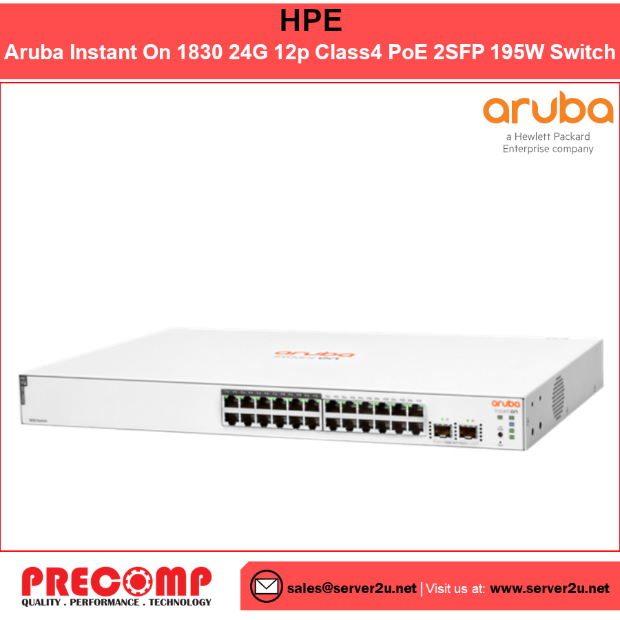 HPE Aruba Instant On 1830 24G 12p Class4 PoE 2SFP 195W Switch (JL813A)