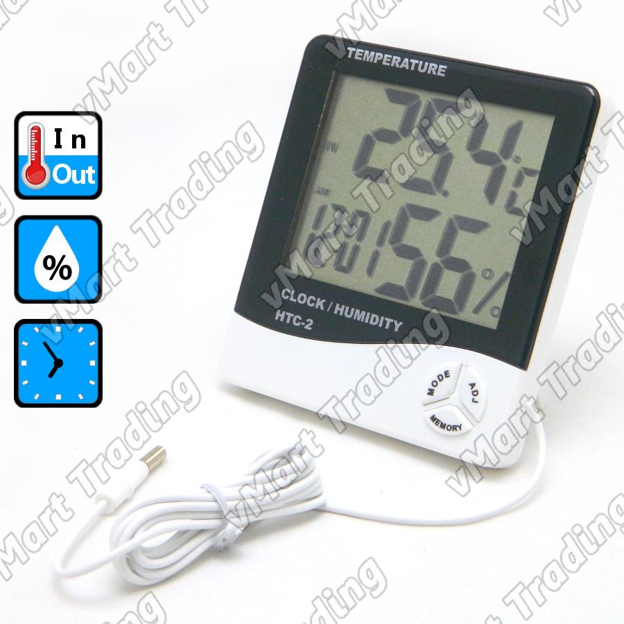 HTC-2E1T Digital In/Out Thermometer Hygrometer Clock