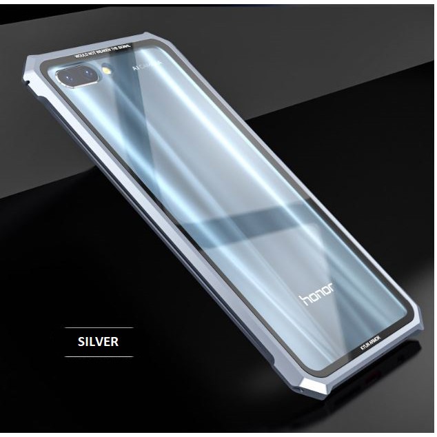 Huawei Honor 10 Metal Bumper Frame Tempered Glass Phone Case Cover Casing