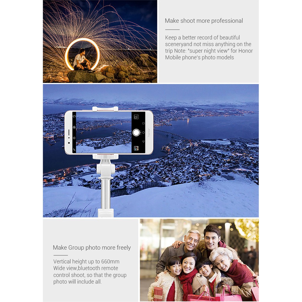 Huawei Honor AF15 Bluetooth 3.0 Selfie Stick Extendable Tripod Monopod