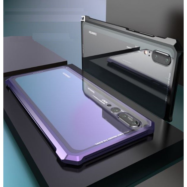 Huawei P20 / P20 Pro Nova 3E Metal Bumper Tempered Glass Phone Case Cover Casi