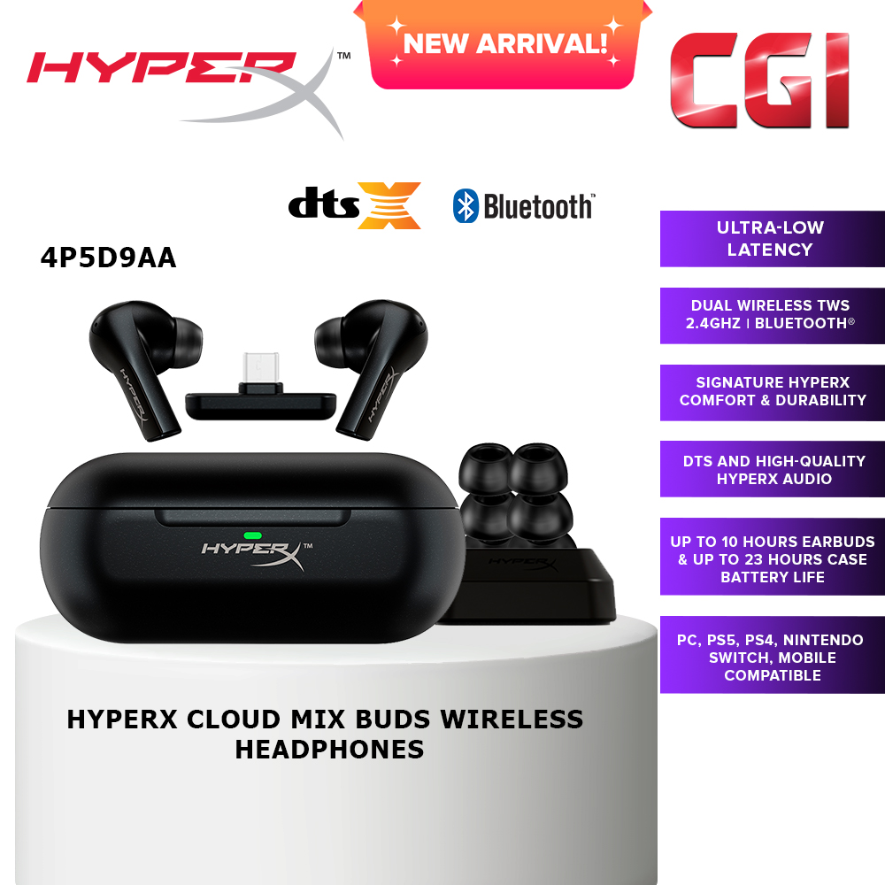 HyperX Cloud Mix Buds  Bluetooth USB-C Adapter Wireless Headphones