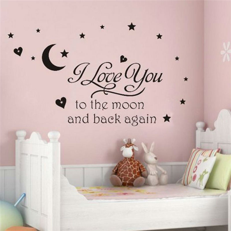Love You To The Moon And Back Quote Baby Girl Bedroom Wall