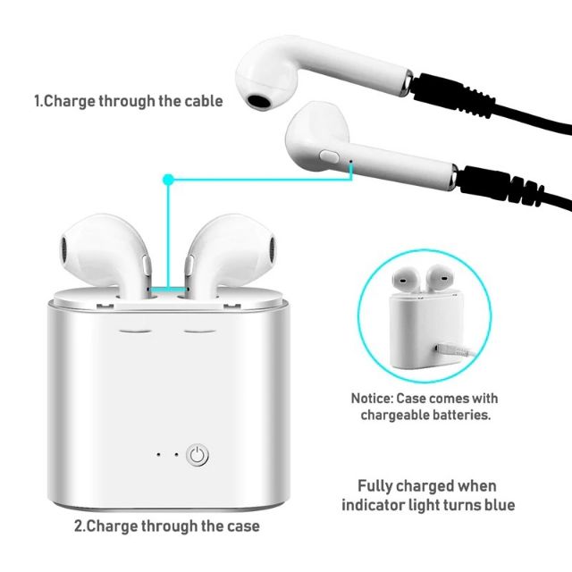 i7s TWS Dual Wireless Bluetooth Earphones In-Ear Music Earbuds Set Stereo Head