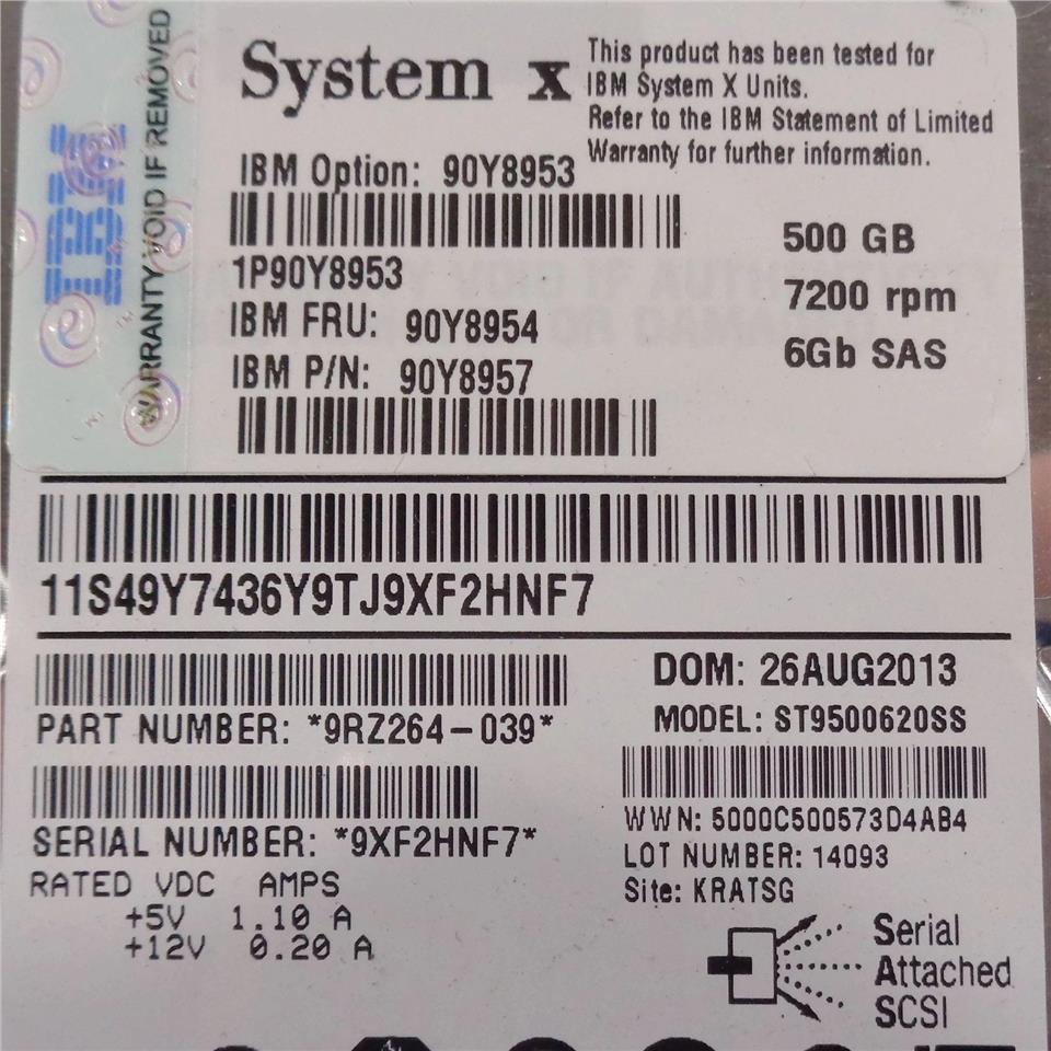 IBM-90Y8954-System-X-90Y8953-500GB-2-5-034-7-2K-SAS-HDD 90Y8957