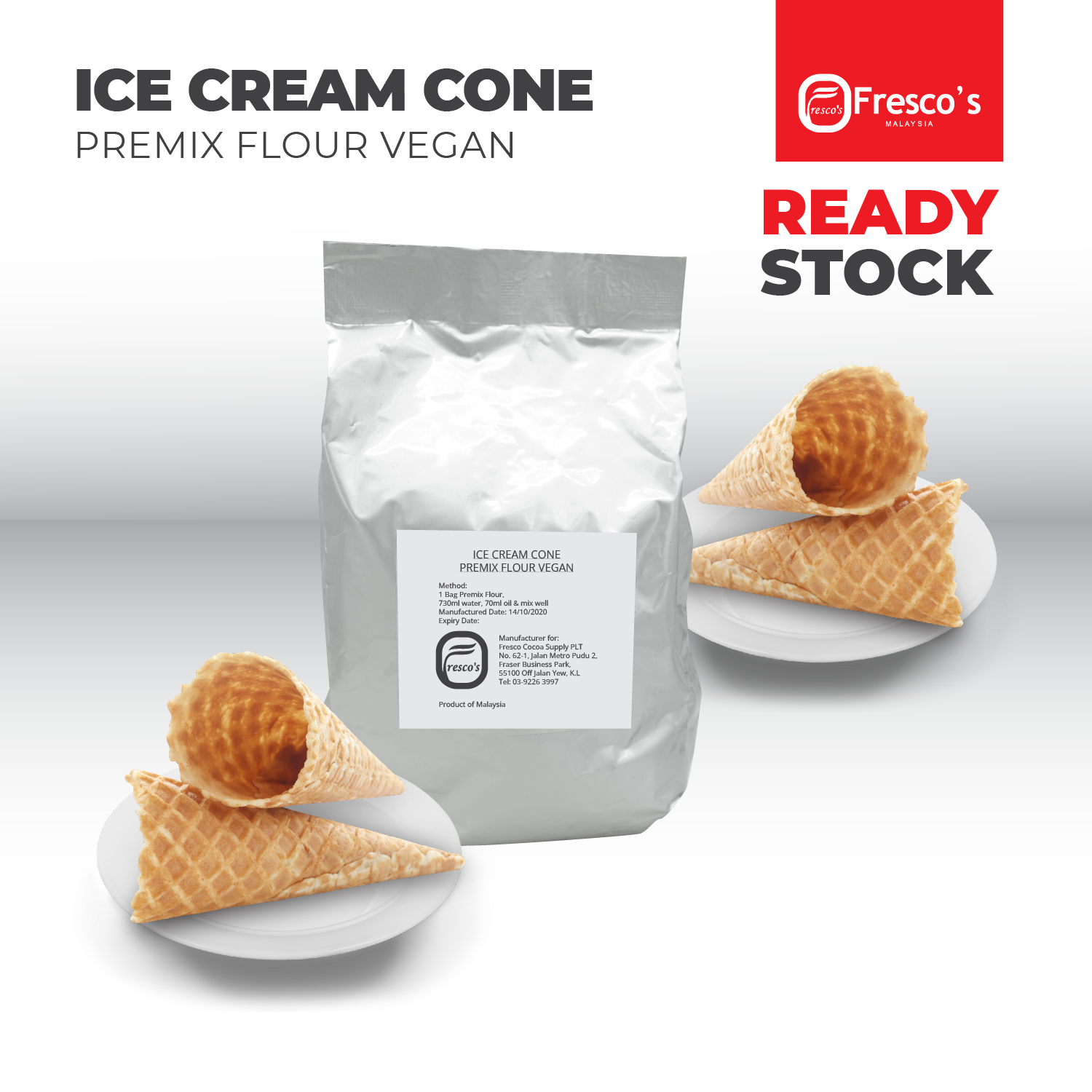 Ice Cream Cone Premix Flavor Vegan 800gram
