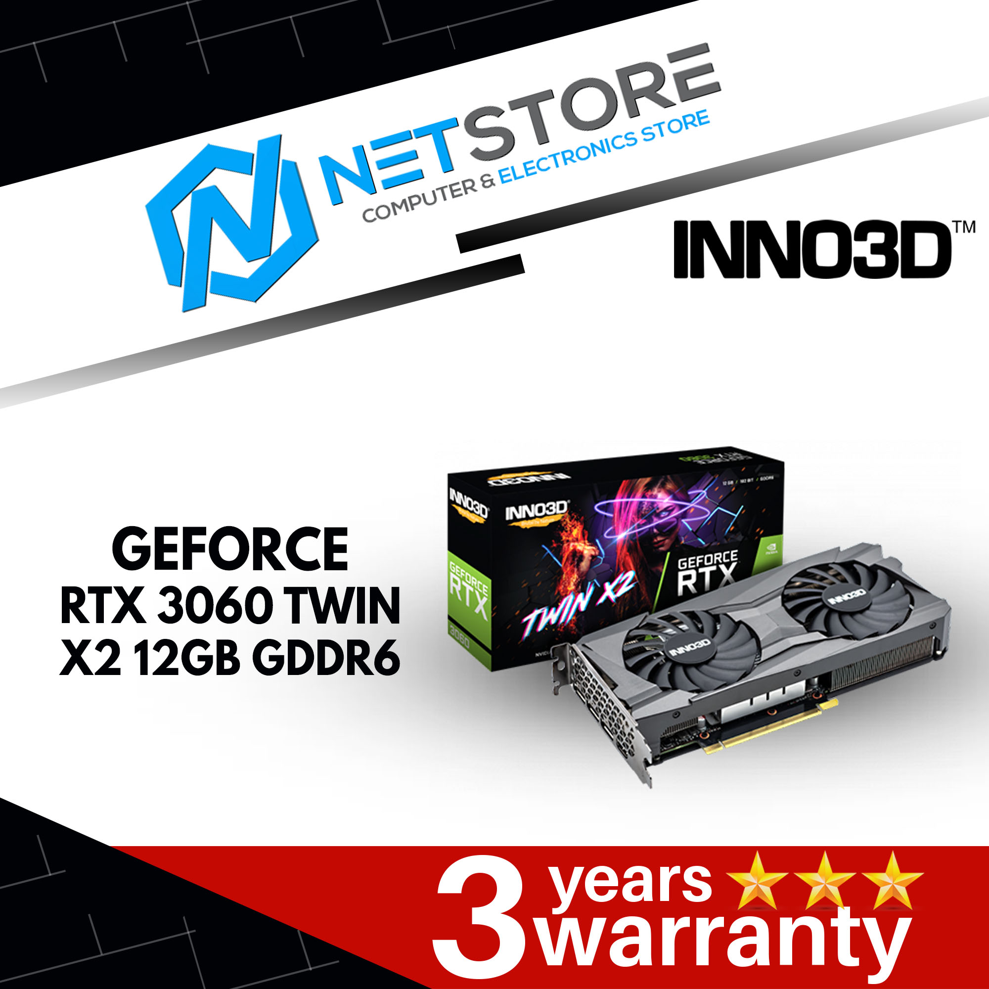 INNO3D GEFORCE RTX 3060 TWIN X2 12GB GDDR6 - N30602-12D6-119032AH
