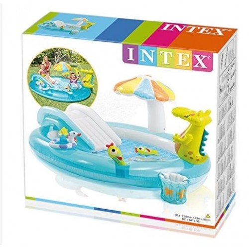 INTEX Alligator Play Inflatable Children SprayKiddie SwimmingPool Freepump