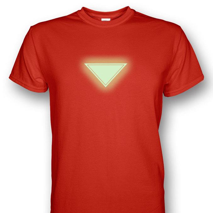 Iron Man Chest Plate Mark VI Glows In The Dark T-shirt Red
