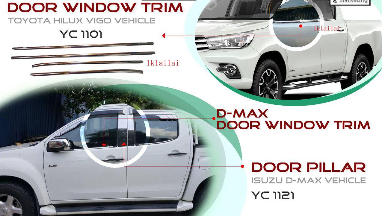 Isuzu D-max Dmax / Hillux Vigo / Revo Door Window Trim Stainless Steel