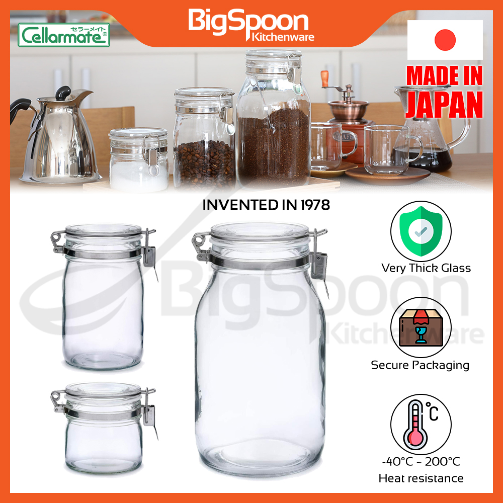 [JAPAN] CELLARMATE Airtight Canister Thick Glass Storage Jar with Lid