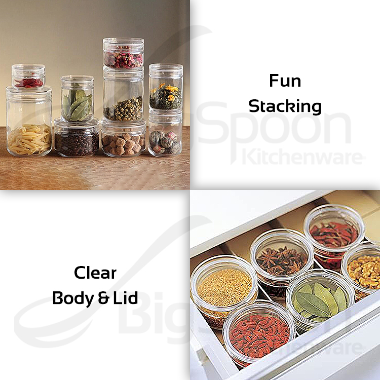 [JAPAN] CELLARMATE Stackable Food Organizer Storage Glass Jar with Lid
