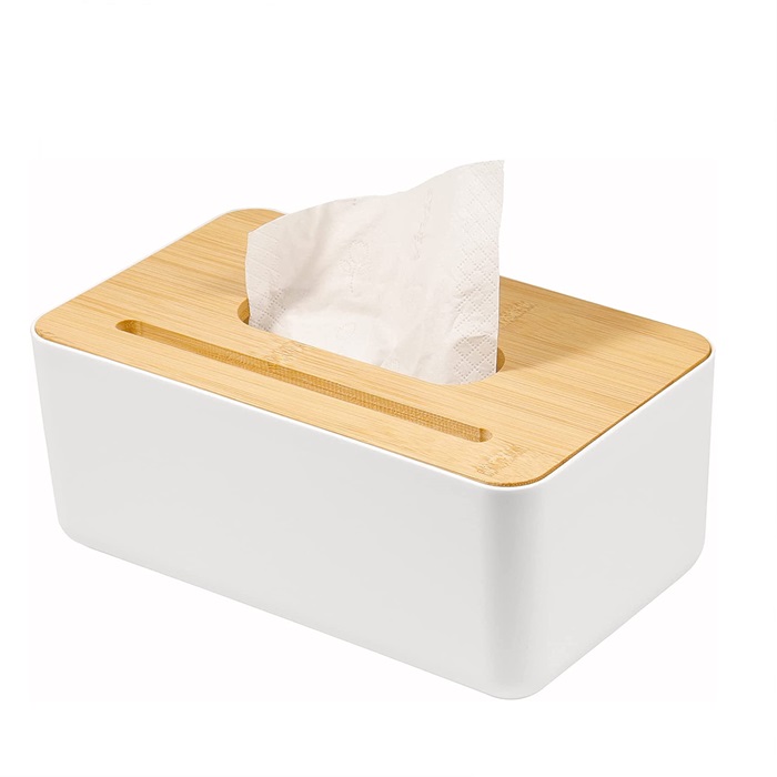 Japanese Style Bamboo Wood Cover Tissue Box Desktop Paper Box Simple Plastic S