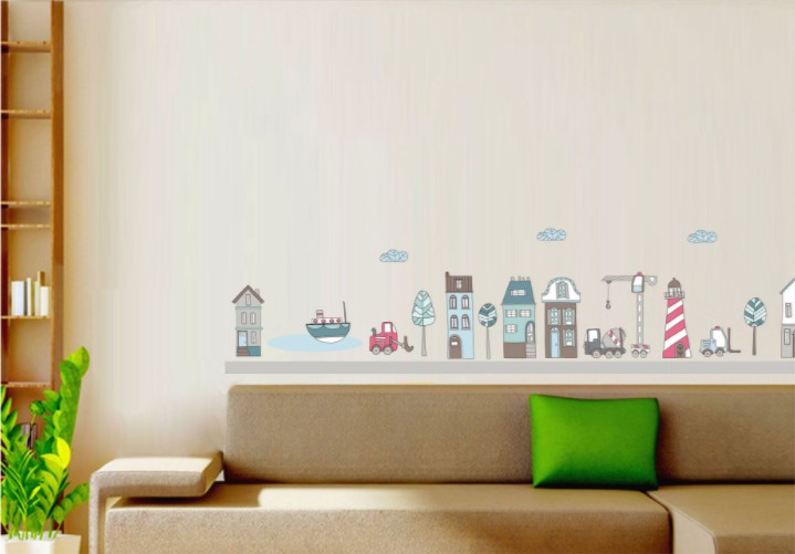 Jg Creative Cartoon City Building Wa End 7 14 2018 05 Pm Jg Creative Cartoon City Building Wall Art Sticker Decal